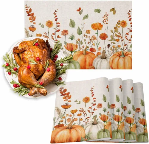 Vista 33 de Juego de 1 mantel individual gris de Navidad, manteles individuales de enanos de invierno y cardenales antideslizantes, manteles individuales