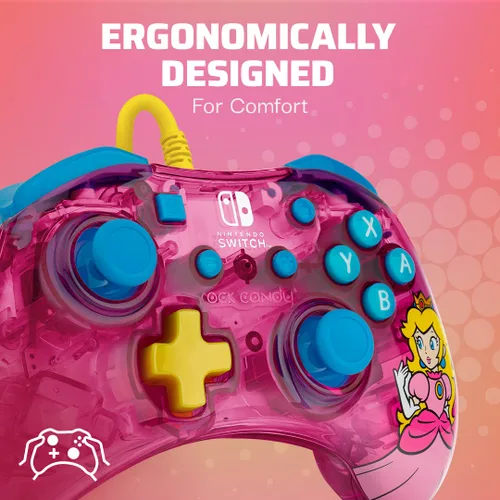 Vista 4 de PDP Gaming Rock Candy Wired Power Nintendo Switch Pro Controller, Officially Licensed Lite/OLED Compatible Gamepad, Super Mario Brothers - Bubblegum