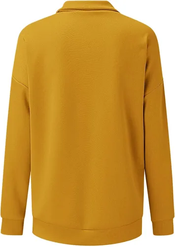 Vista 6 de Sudadera con cremallera de 14 para mujer holgada casual para otoño cómoda de manga larga blusa Rojo