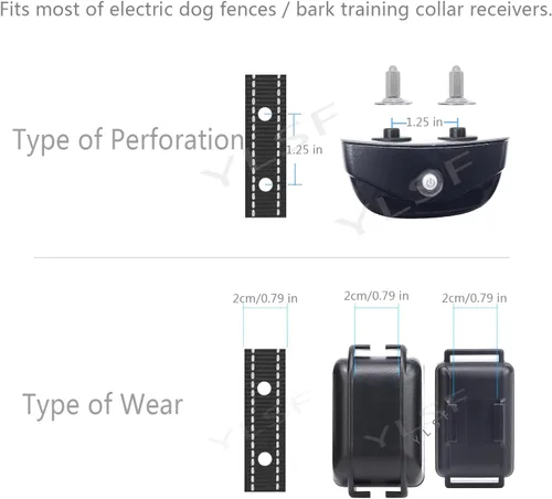 Vista 2 de Correa de nailon para perro con 2 agujeros para entrenamiento de valla electrónica, receptores de collar de ladrido, correa de repuesto de 3/4