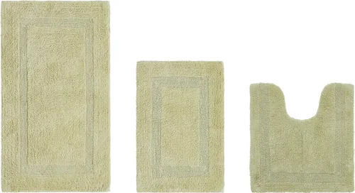 Vista 244 de Better Trends - Juego de 2 alfombras de baño 100% algodón, extra suaves, con borlas, de 17" x 24", alfombra de baño superabsorbente y reversible