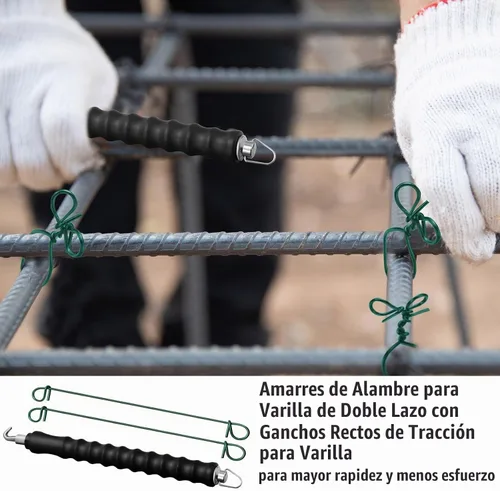 Vista 5 de 1001 lazos de barra de refuerzo de doble bucle, alambre de barra de refuerzo de calibre 16 de 6 pulgadas con herramienta automática de atado