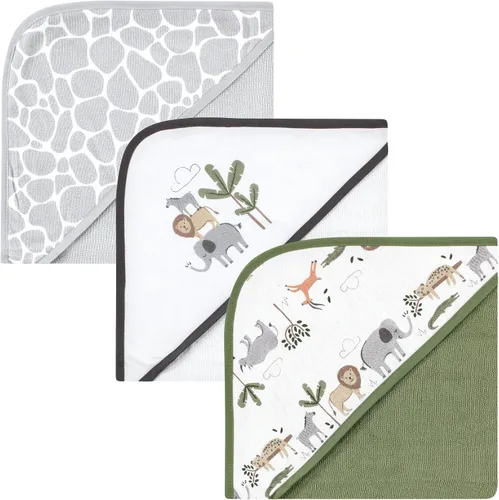 Vista 37 de Hudson Baby Toallas unisex con capucha de algodón para bebé, alfabeto, talla única