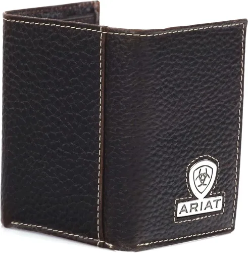 Vista 2 de ARIAT Billetera Rowdy marrón con logotipo de escudo triple