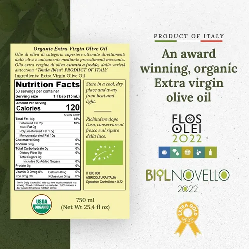 Vista 2 de Frantoi Cutrera Primo Aceite de Oliva Virgen Extra Orgánico Italiano Extraído en Frío Prensado en Frío, Aceite de Oliva Rico en Polifenoles