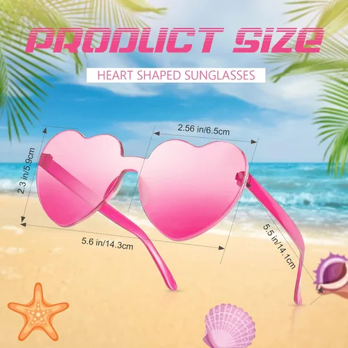 Vista 2 de RTBOFY Gafas de sol de corazón para fiesta de moda, estilo Queen, sin montura en forma de corazón para mujer, recuerdo de fiesta