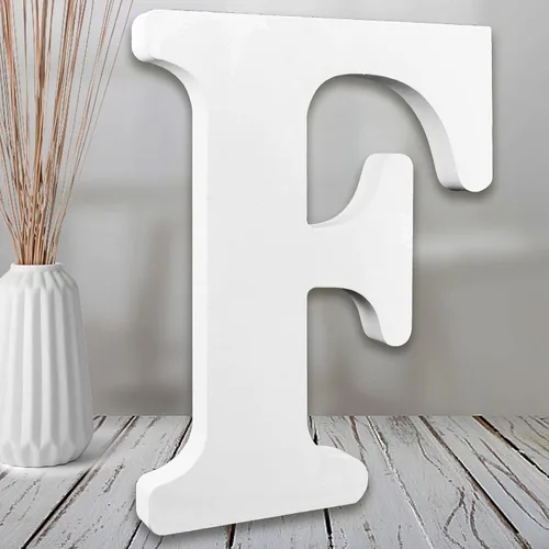 Vista 30 de AOCEAN Letras de madera blanca de 8 pulgadas, letras de madera sin terminar para pared, letras decorativas de pie en rodajas, decoración de tablero