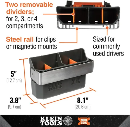 Vista 3 de KLEIN TOOLS 54814MB MODbox Caja de herramientas portátil, Sistema de almacenamiento modular de herramientas con montaje lateral, Fácil sujeción
