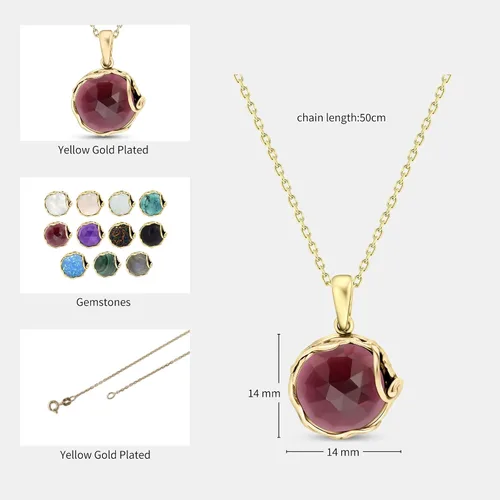 Vista 6 de Collar de piedras preciosas chapado en oro de 14 quilates para mujer, collares de oro de 14 quilates para mujer, oro sobre plata esterlina 925