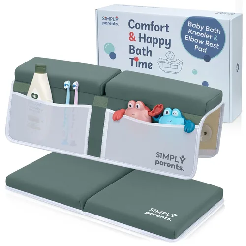 Vista 9 de Simply Parents Cómodo juego de rodilleras y coderas para el baño del bebé, almohadilla antideslizante de secado rápido para bañar al bebé