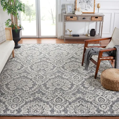 Vista 10 de SAFAVIEH Blossom Collection - Alfombra decorativa, 2 x 3 pies, azul y marfil, lana hecha a mano, ideal para zonas de alto tráfico en entrada, sala
