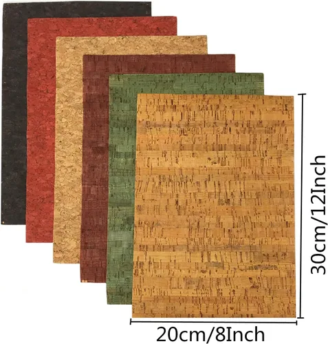 Vista 3 de 10 hojas de piel sintética retro de color natural de 8 x 12 pulgadas, tela de cinta de corcho suave y fina adecuada para bolsas, funda de laptop