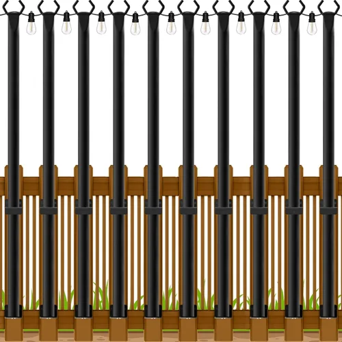 Vista 12 de Beizelte 4 Pack 5Ft String Light Poles,Outside String Lights,Outdoor Light Poles,Metal Poles Stand for Patio,Backyard,Deck