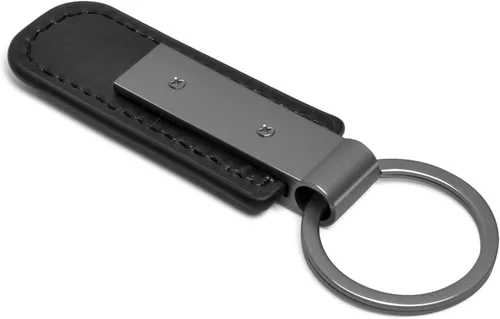 Vista 4 de iPick Image Llavero con correa de cuero PU con placa de metal negro Gunmetal para Nissan NISMO, con licencia oficial, Negro