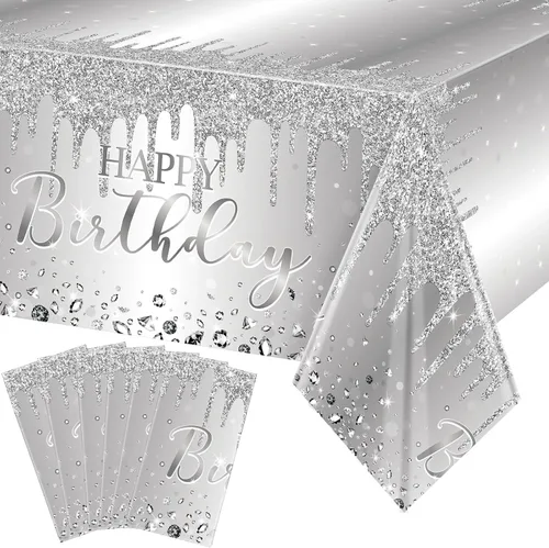 Vista 15 de Pajean Mantel de plástico con lentejuelas de diamantes con brillantina para fiesta de niña y niña, mantel de plástico con lentejuelas para niñas