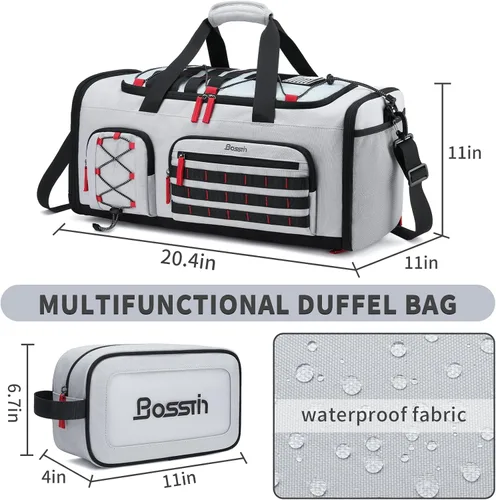 Vista 2 de Bosstin Bolsa de gimnasio para hombres y mujeres, 45L de viaje, bolsa de lona deportiva, mochila de viaje para gimnasio y fin de semana