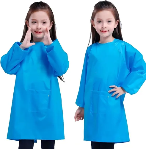 Vista 9 de Delantal de pintura para niños, impermeable, para niñas y niños de 2 a 12 años Full Coverage to Knee
