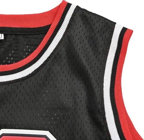 Vista 4 de Sudadera de baloncesto para hombre #23 sin mangas clásica de los 90's Hip Hop Retro Jersey bordado camisa regalo negrorojo S-XXL