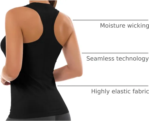 Vista 126 de MathCat Camisetas de entrenamiento para mujer, sin costuras, básicas, sin mangas, con espalda cruzada, atlética, yoga, correr, uso diario