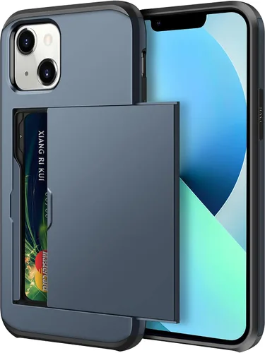 Vista 9 de SAMONPOW Funda compatible con iPhone 13 con tarjetero híbrido de doble capa, protección resistente, a prueba de golpes, 13, para mujeres y hombres