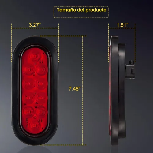 Vista 5 de LIMICAR 4 luces traseras ovaladas rojas y 2 blancas, kit de luces planas de 6 pulgadas, luces traseras LED para camiones, luces traseras de remolque