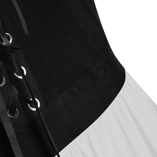 Vista 3 de Vestido punk gótico para mujer, vestido de fiesta de cosplay de Navidad, disfraz de Halloween, conjunto bohemio, vestido gótico de cintura alta