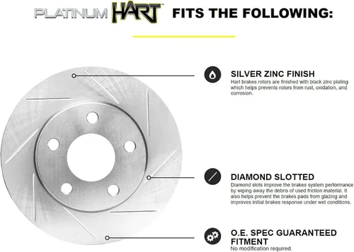 Vista 3 de Hart Brakes Kit de frenos y rotores traseros delanteros Pastillas de freno delanteras y traseras Rotores y pastillas de freno Pastillas