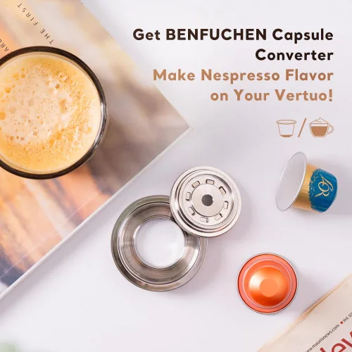 Vista 8 de Adaptador de cápsulas de café reutilizable compatible con Nespresso Vertuo, ENV135 y VertuoLine GCA1, convertidor de cápsulas de café de acero