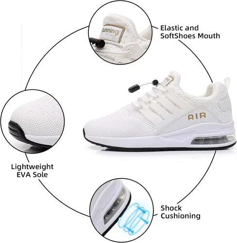 Vista 2 de BOGOVER Zapatos de senderismo para hombre, antideslizantes, transpirables, ligeros, con amortiguación de aire, tenis para tenis, gimnasio, trotar