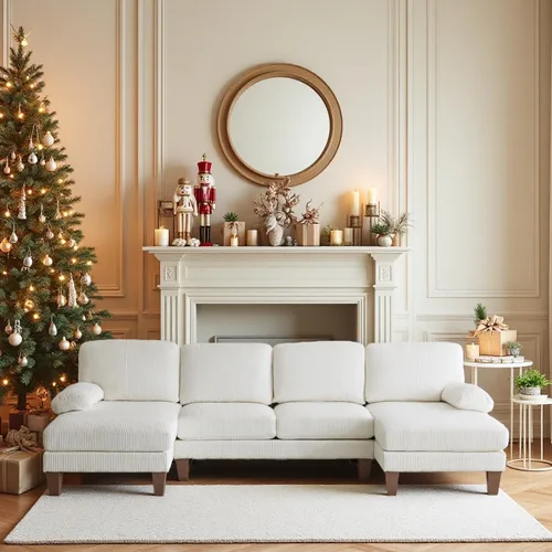 Vista 12 de VINGLI Sofá seccional en forma de U de 110' con dos chaise, sofá pequeño asequible con 4 asientos, sofás cómodos de tela chenille para sala
