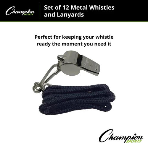 Vista 7 de Champion Sports Silbato de metal con cordón - Paquete de 12