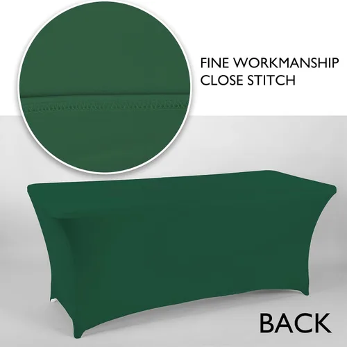 Vista 7 de Jeloris Mantel rectangular de elastano con parte trasera abierta (4 pies, verde) ajustado, lavable, sin arrugas, elástico y elástico para mesa