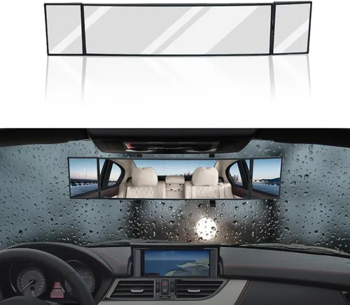 Vista 7 de Ziciner Espejo Retrovisor para Automóvil, Espejo Retrovisor Panorámico de Ángulo Amplio Interior con Clip de 11'', Espejo Extendido Antirreflejo