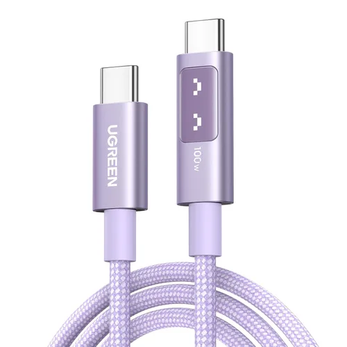 Vista 10 de UGREEN Uno - Cable USB C a USB C de 100 W, cable de carga rápida tipo C con pantalla LED para iPhone 17/17 Air/17 Pro/17 Pro Max/16, MacBook