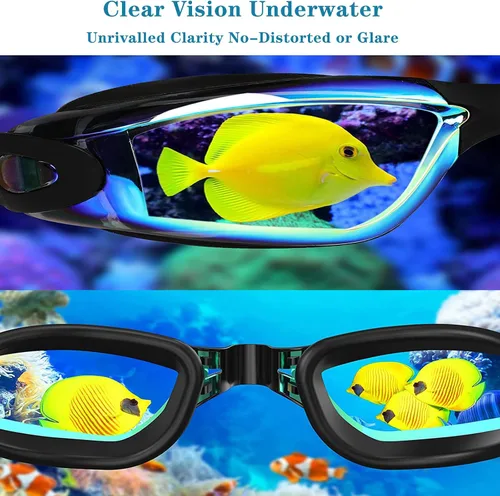 Vista 3 de Gafas de natación, paquete de 2 gafas de natación para mujeres, hombres, adultos, jóvenes, profesionales, antivaho sin fugas, protección UV, visión