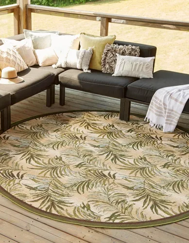 Vista 10 de Unique Loom Outdoor Botanical Collection - Alfombra de área - Keukenhof (2 pies x 3 pies 1 pulgada, rectangular, verde/beige)