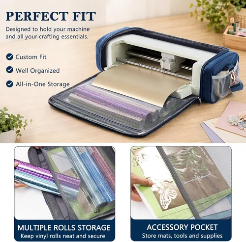 Vista 4 de IMAGINING Bolsa de transporte para Cricut Explore 5, almacenamiento de gran apertura para accesorios y proveedores Cricut
