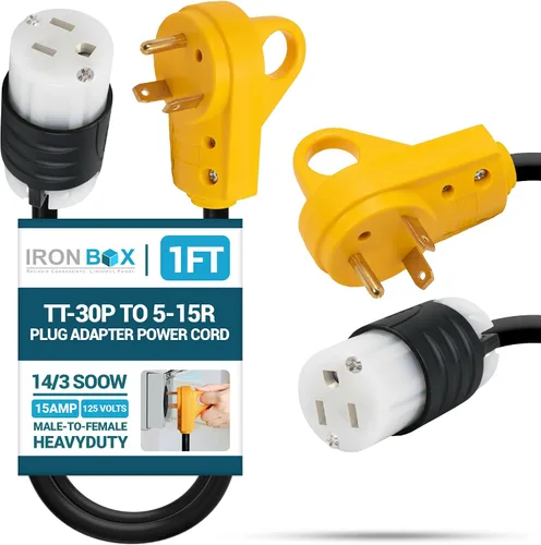 Vista 22 de IronBox Electric TT-30P a TT-30R - Adaptador y extensión - 30A, 125V, 10/3 SOOW - Cable adaptador de conector de enchufe resistente, cable