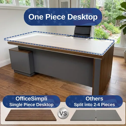 Vista 7 de OfficeSimpli - Escritorio ejecutivo en forma de L con cajones, 64 x 63 x 30 pulgadas, fabricado en Estados Unidos, envío mayormente ensamblado