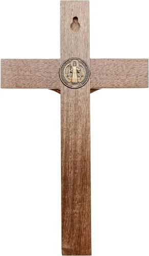 Vista 2 de Intercession Crucifijo de cruz de madera para pared (10 pulgadas - Oro antiguo)