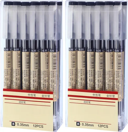 Vista 8 de Chinco 12 bolígrafos de tinta de gel negra de 0.014 in, papelería japonesa, bolígrafo chino extrafino para oficina, escuela, suministros