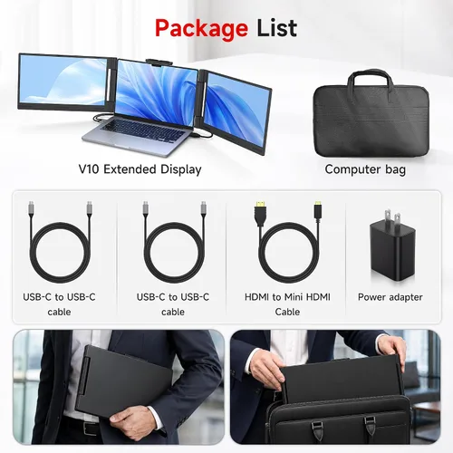 Vista 9 de AOC Extensor de pantalla para laptop de 14", monitor portátil para Negro mate