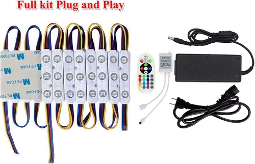Vista 3 de Kit de luces LED para ventana de tienda de 10 pies, módulo de luz LED inyectado RGB 5050 con clavijas de alimentación y control remoto de 24 teclas