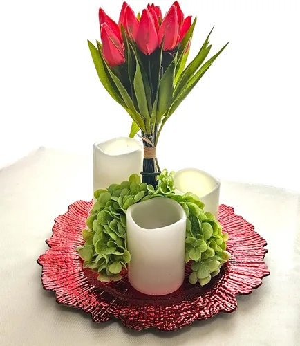 Vista 8 de OccasionS" - 20 cargadores redondos de plástico acrílico de 13 pulgadas, para decoración de cenas (coral en rojo)