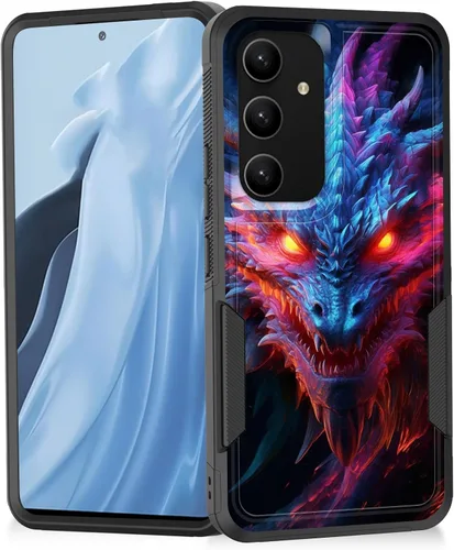 Vista 51 de Funda para Galaxy A14 5G, resistente de doble capa híbrida de policarbonato duro, goma suave, a prueba de golpes, funda protectora resistente