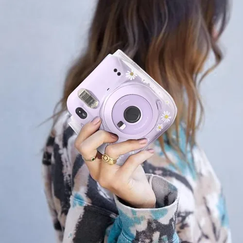 Vista 6 de Funda transparente para Fujifilm Instax Mini 12/13/11/9/8 - Funda para cámara instantánea Instax mini 11 con correas ajustables para el hombro