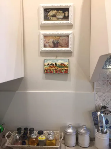 Vista 2 de CERAMICHE D'ARTE PARRINI - Azulejo de cerámica italiano Pantiles Cerámica Paisaje Amapolas Pintado a mano Hecho en ITALIA Toscana