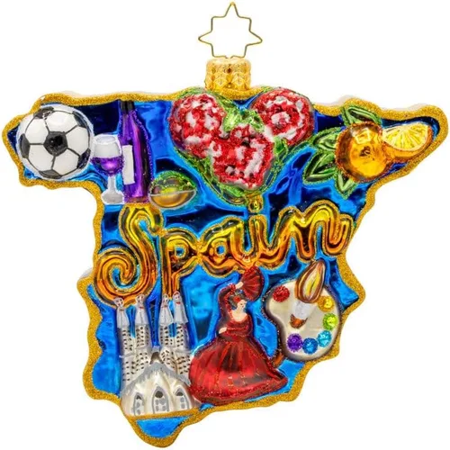 Vista 11 de Christopher Radko Adorno decorativo de Navidad de vidrio europeo hecho a mano, Cali Claus