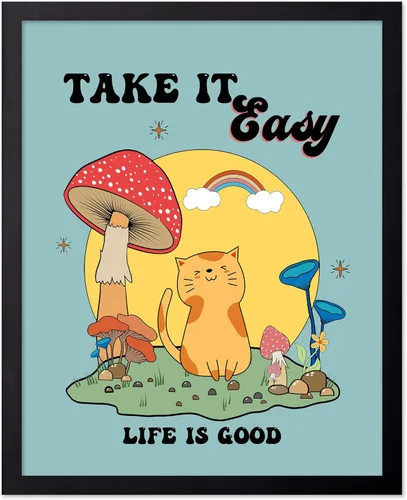 Vista 77 de Poster Master All That Is Meant To Be Poster - Retro Frog on Mushroom Print - Meditation Art - Motivational Design - Preppy Print - Trendy Decor