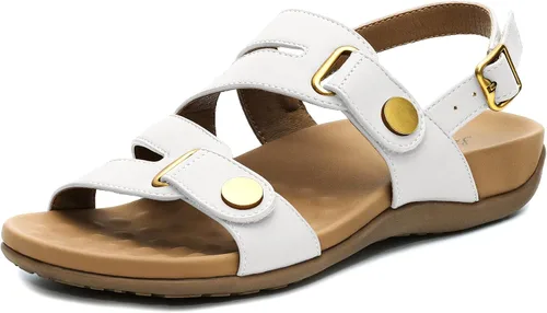 Vista 9 de Littleplum Sandalias ortopédicas para mujer, con soporte de arco, cómodas, planas, ajustables, para caminar, verano, playa
